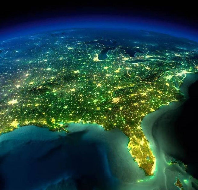NASA航拍地球各地夜景
